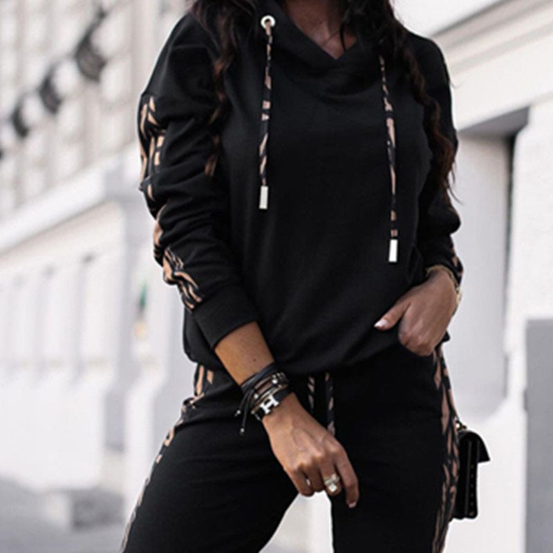 Women's Stripe Tracksuit Hoodie Outfit 2 Pcs Set -Q093 9626 Women's Stripe Tracksuit Hoodie Outfit 2 Pcs Set -Q093 9626