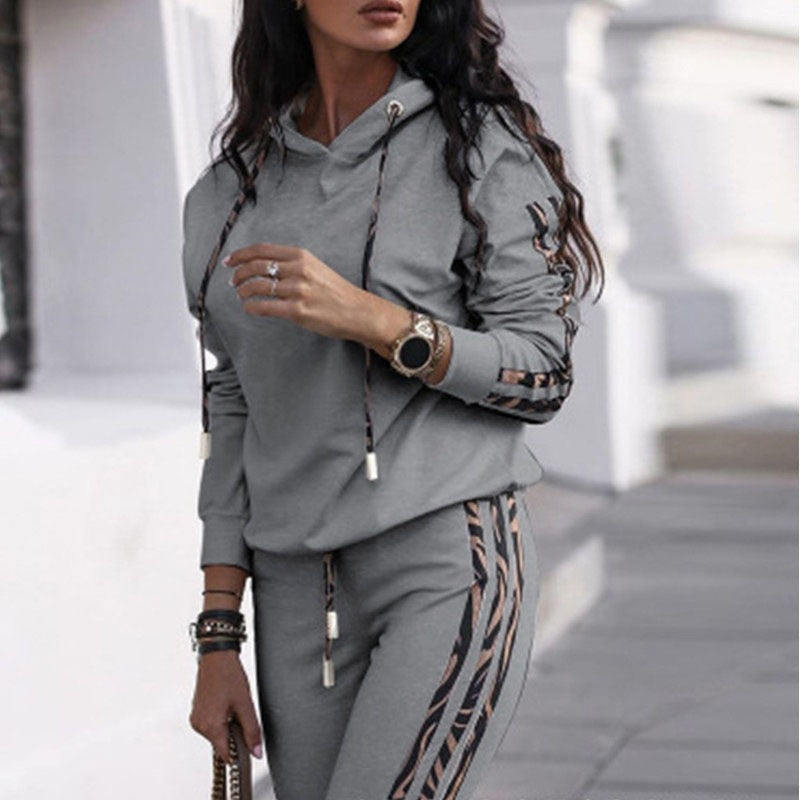 Women's Stripe Tracksuit Hoodie Outfit 2 Pcs Set -Q093 9626 Women's Stripe Tracksuit Hoodie Outfit 2 Pcs Set -Q093 9626