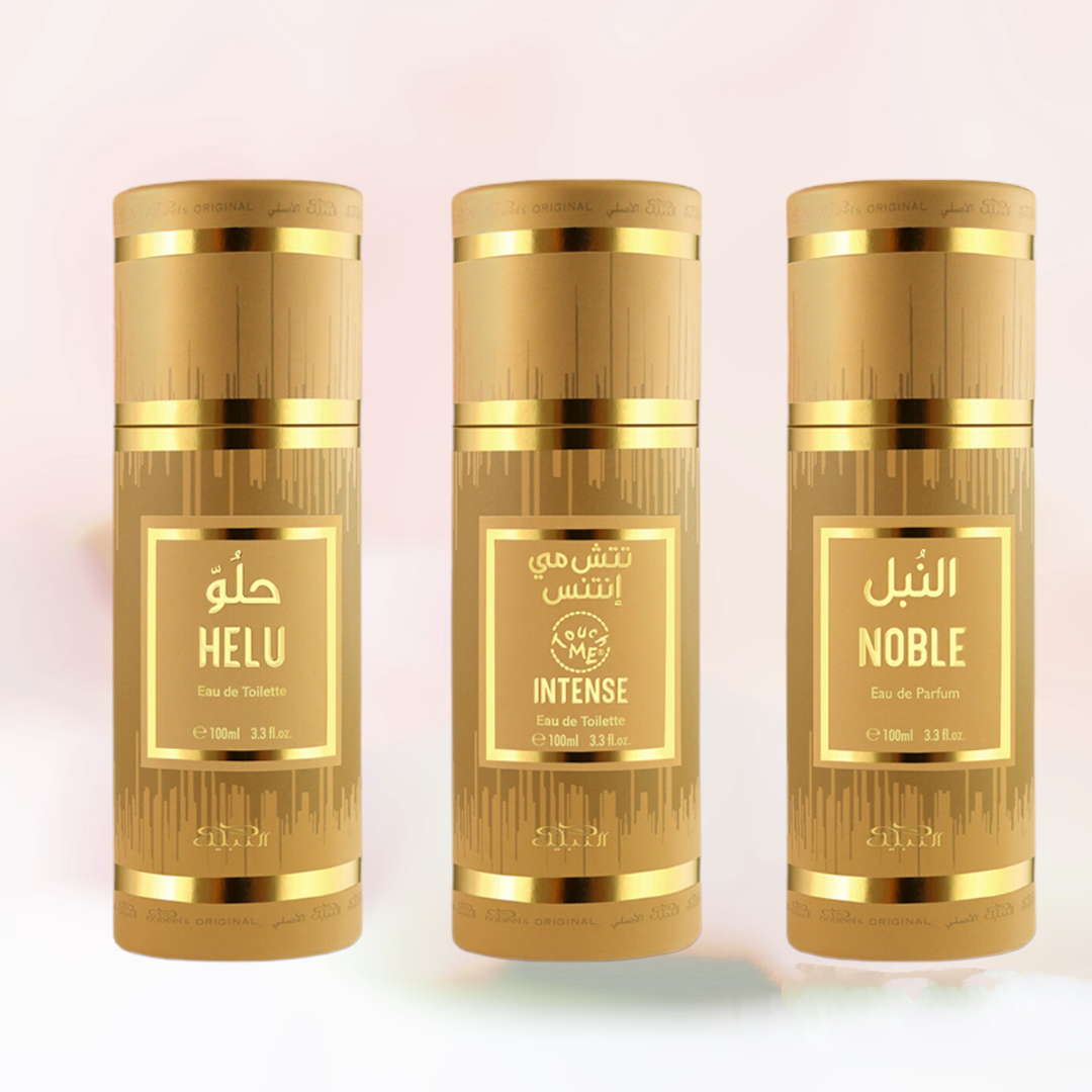 Helu + Touch Me Intense + Noble Unisex Spray Perfumes 100ml by Nabeel (3 in 1 Bundle Pack) Helu + Touch Me Intense + Noble Unisex Spray Perfumes 100ml by Nabeel (3 in 1 Bundle Pack)