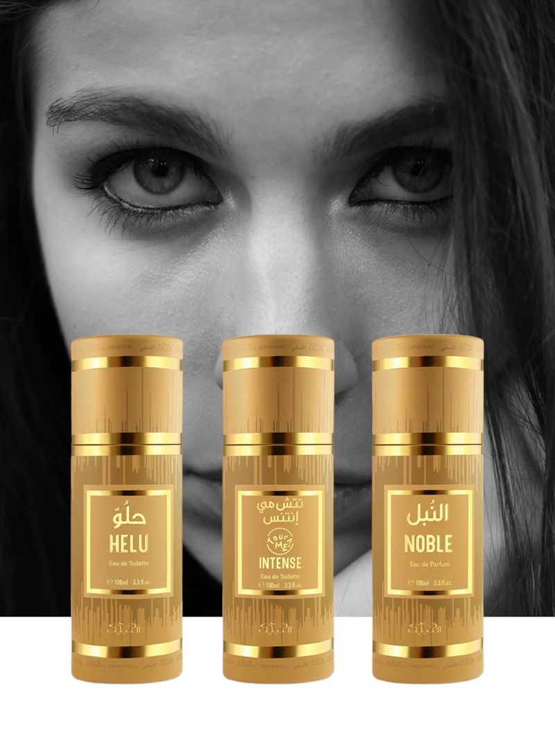 Helu + Touch Me Intense + Noble Unisex Spray Perfumes 100ml by Nabeel (3 in 1 Bundle Pack) - Tuzzut.com Qatar Online Shopping
