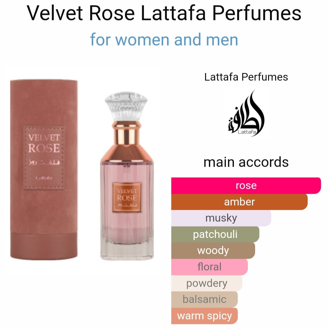 Velvet Rose EDP - 100ML(3.4 Oz) By Lattafa for Men and Women Velvet Rose EDP - 100ML(3.4 Oz) By Lattafa for Men and Women