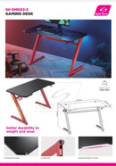 Carbon Fiber Tabletop Z-Shaped Gaming Desk with Cup Holder and Headphone Hook SH GMD-02-2 Red - TUZZUT Qatar Online Shopping
