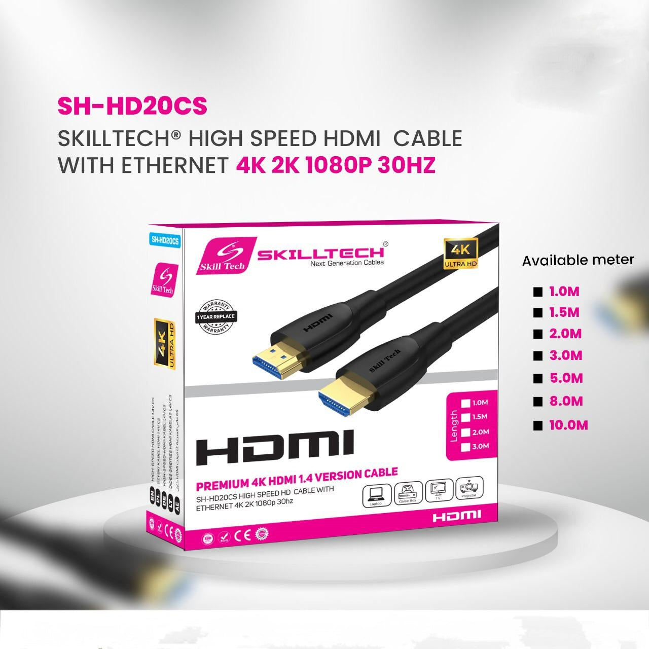 Skill Tech High Speed HDMI CABLE With Ethernet 4K 2K 1080p 30hz - SH HD20CS Skill Tech High Speed HDMI CABLE With Ethernet 4K 2K 1080p 30hz - SH HD20CS