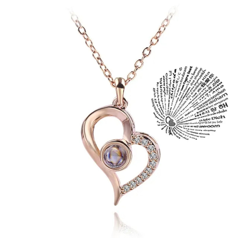Love Projection Necklace For Women Stainless Steel Couple Necklace S7745210 - TUZZUT Qatar Online Shopping