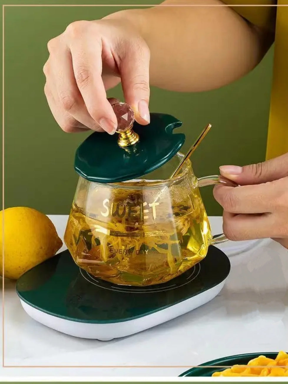 Automatic Mug Warmer Pad With Mug, Lid, Spoon with Gift Packing Automatic Mug Warmer Pad With Mug, Lid, Spoon with Gift Packing