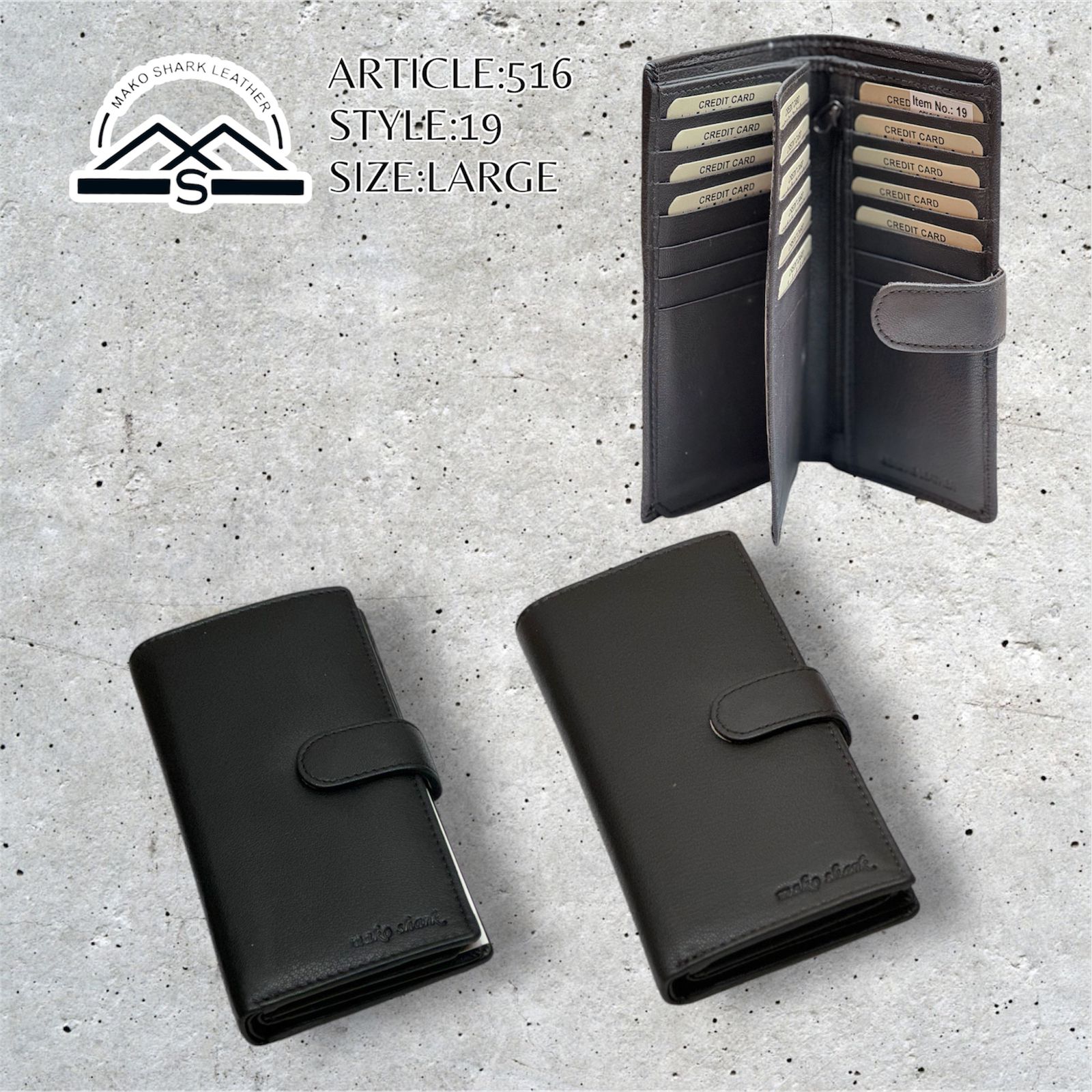 Mako Shark Large Card Holder Money Wallet Genuine Leather - 516-19 Mako Shark Large Card Holder Money Wallet Genuine Leather - 516-19