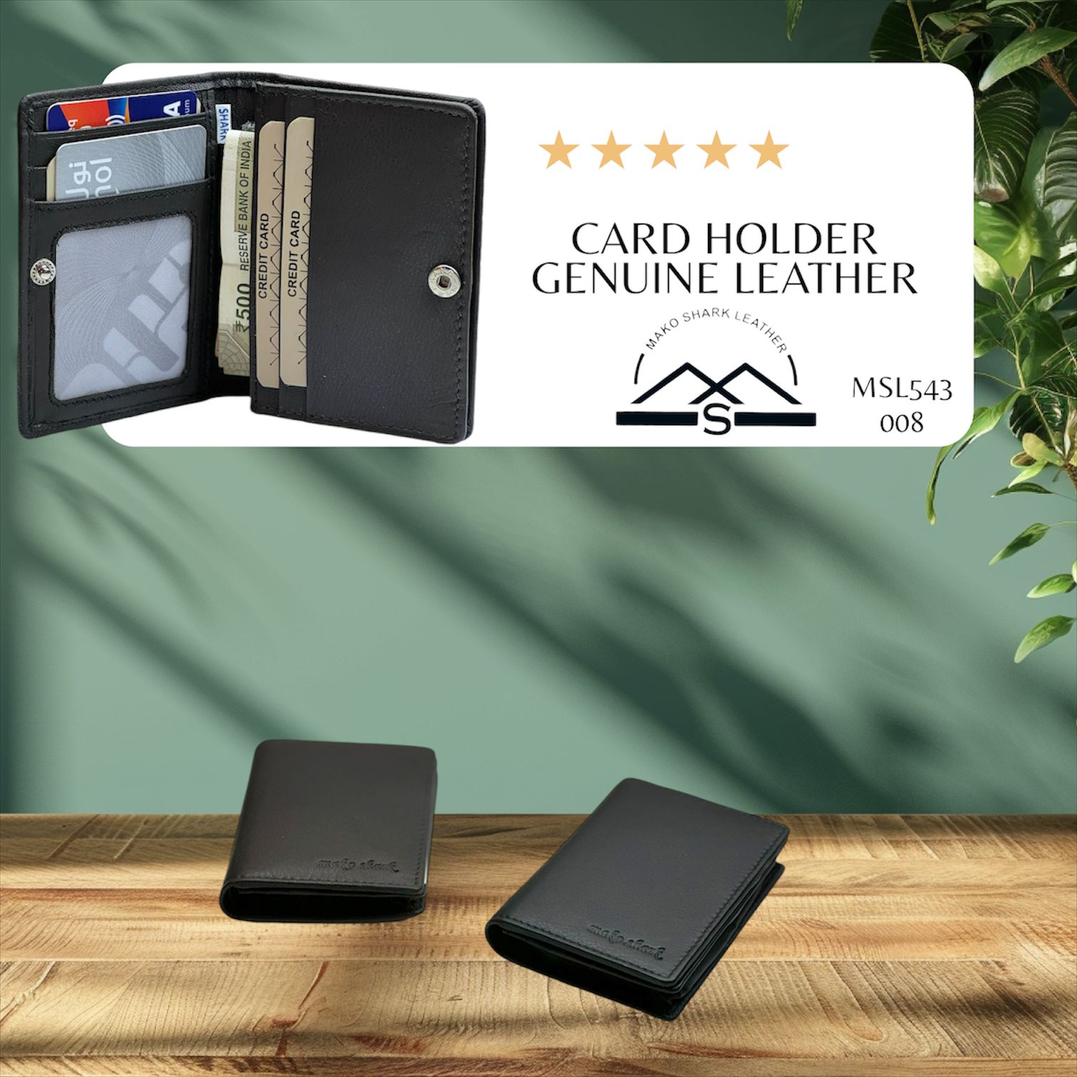 Mako Shark Card Holder Short Wallet Genuine Leather - MSL 543 -008