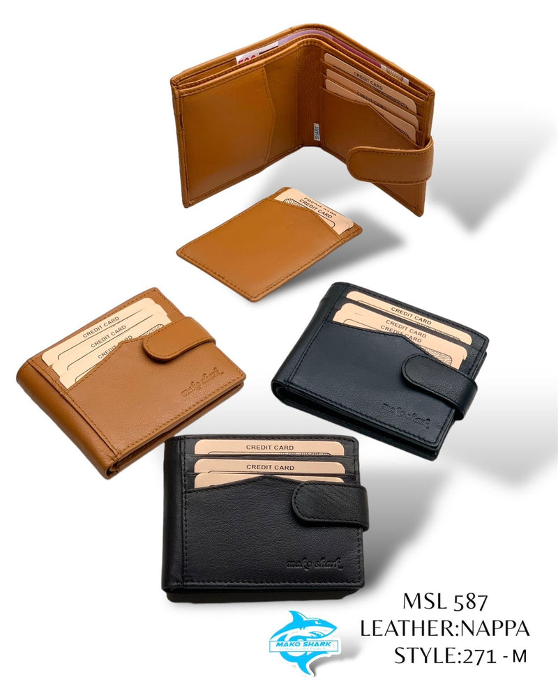 Mako Shark Bifold Medium Card Holder Money Wallet Genuine Leather 587-271-M