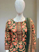Women Cotton Mix Floral Printed Kurta Pant Dupatta Set - TPS355 - TUZZUT Qatar Online Shopping