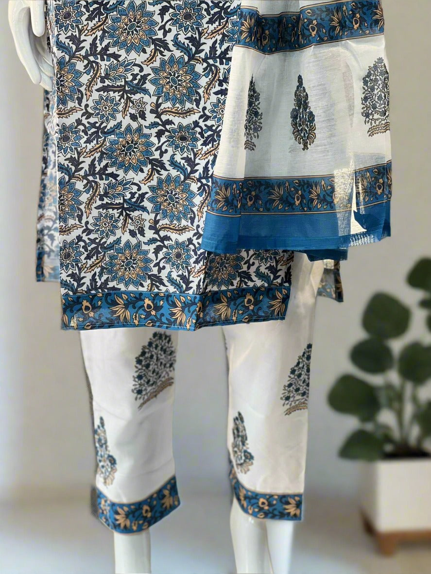 Women Cotton Mix Floral Printed Kurta Pant Dupatta Set - TPS225 Women Cotton Mix Floral Printed Kurta Pant Dupatta Set - TPS225