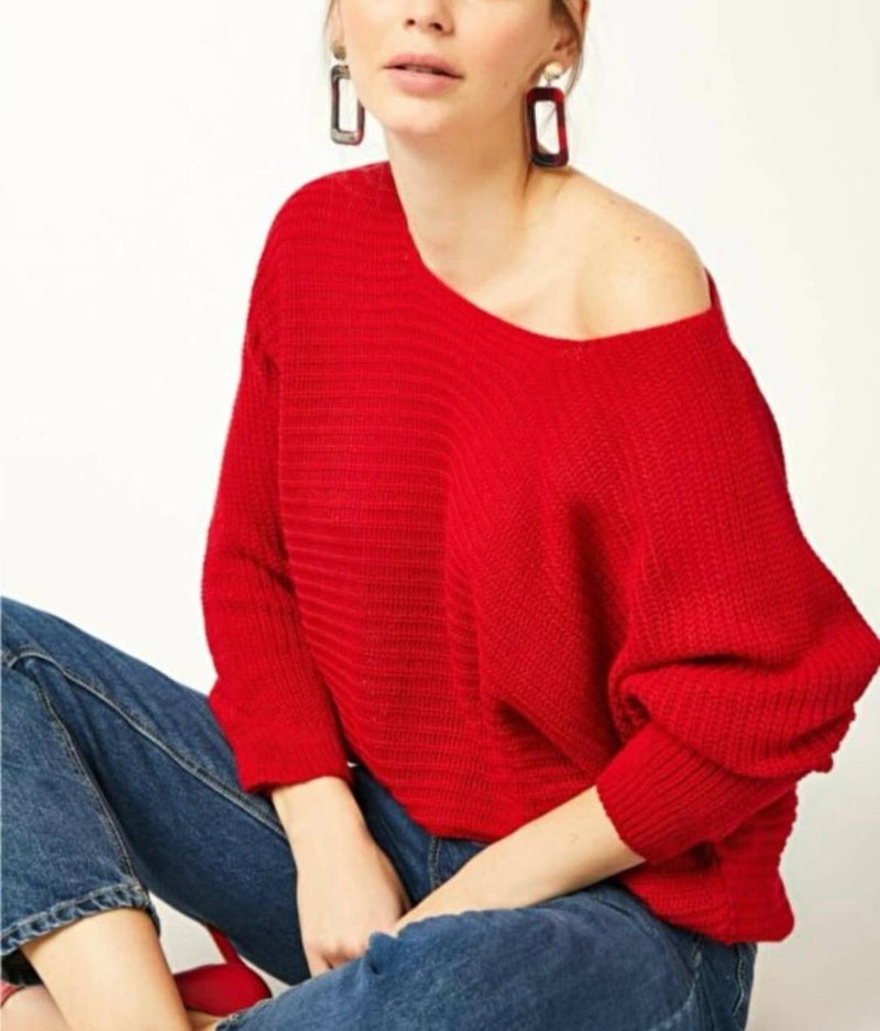 Women's Knitted Off Shoulder Sweater - OFS01