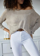Women's Knitted Off Shoulder Sweater - OFS01 - TUZZUT Qatar Online Shopping