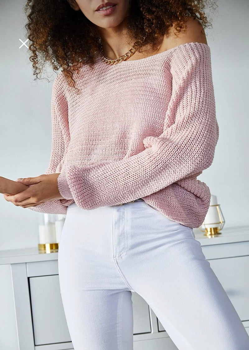 Women's Knitted Off Shoulder Sweater - OFS01