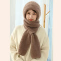 Warm Hooded Scarf Hat Winter Knitted Cap - 62634