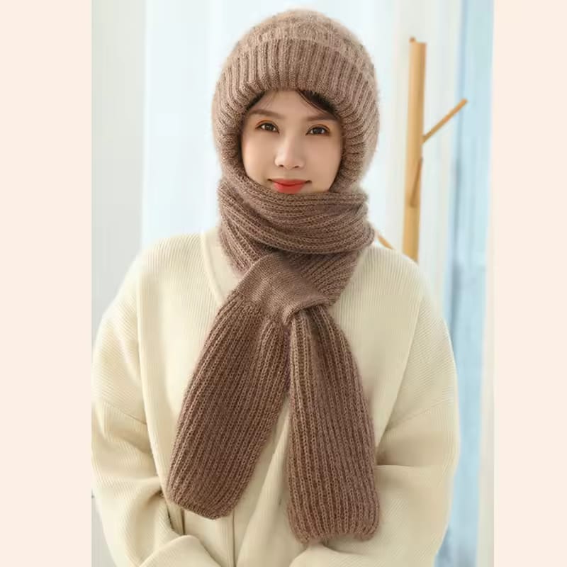 Warm Hooded Scarf Hat Winter Knitted Cap 62634 Warm Hooded Scarf Hat Winter Knitted Cap 62634