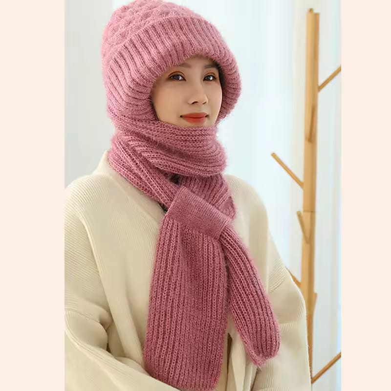 Warm Hooded Scarf Hat Winter Knitted Cap 62634 Warm Hooded Scarf Hat Winter Knitted Cap 62634