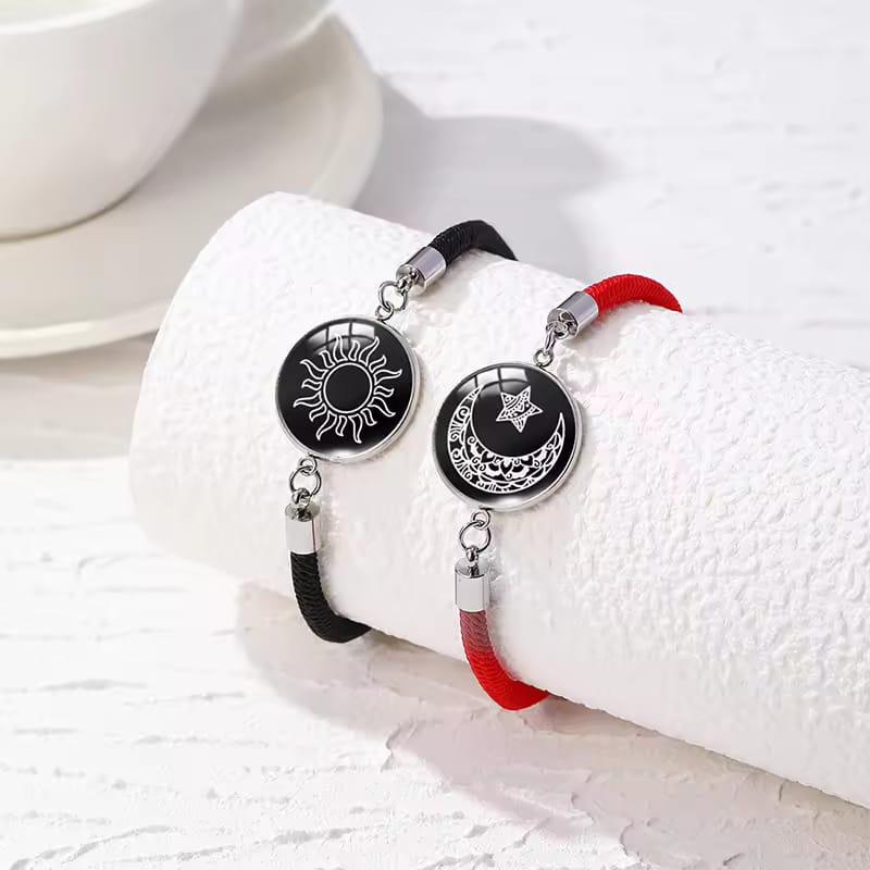 Pcs Luminous Couple Sun Moon Bracelet Adjustable Woven Rope