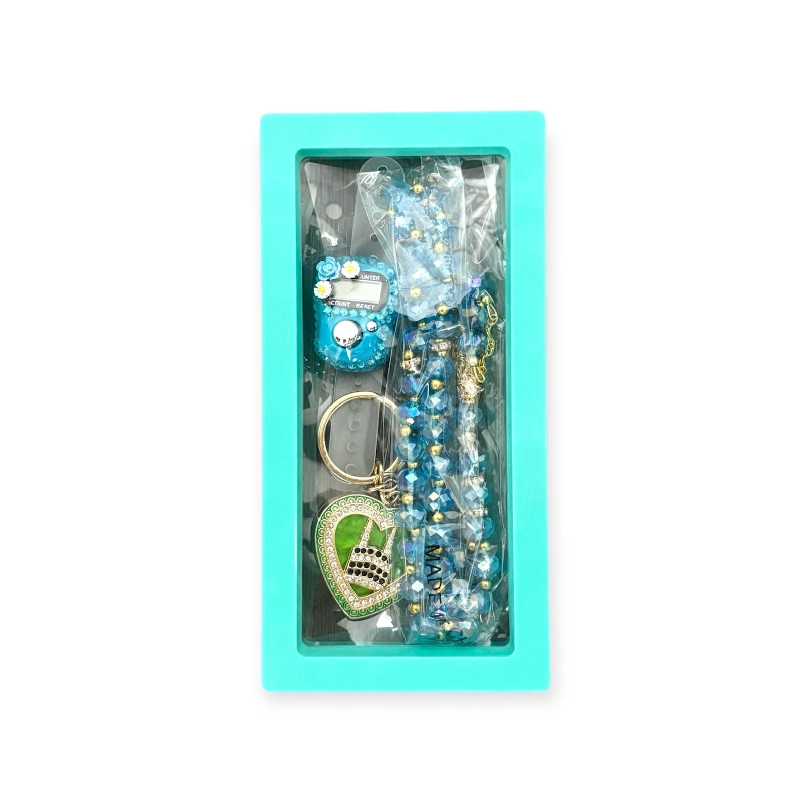 3 Pcs Ramadan Eid Gift Set - Prayer Beads + Digital Tasbih Counter + Key Chain 3 Pcs Ramadan Eid Gift Set - Prayer Beads + Digital Tasbih Counter + Key Chain