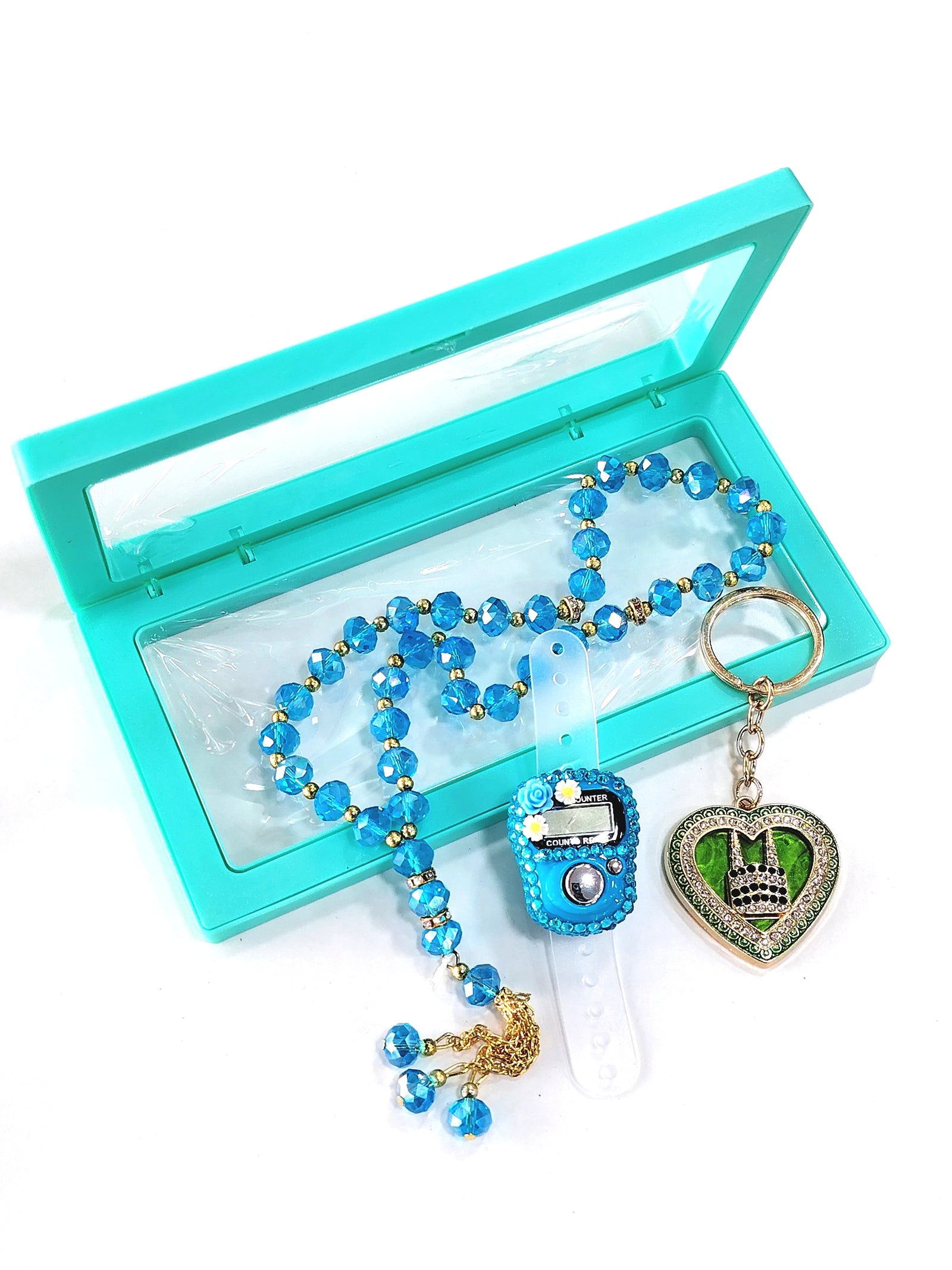 3 Pcs Ramadan Eid Gift Set - Prayer Beads + Digital Tasbih Counter + Key Chain 3 Pcs Ramadan Eid Gift Set - Prayer Beads + Digital Tasbih Counter + Key Chain