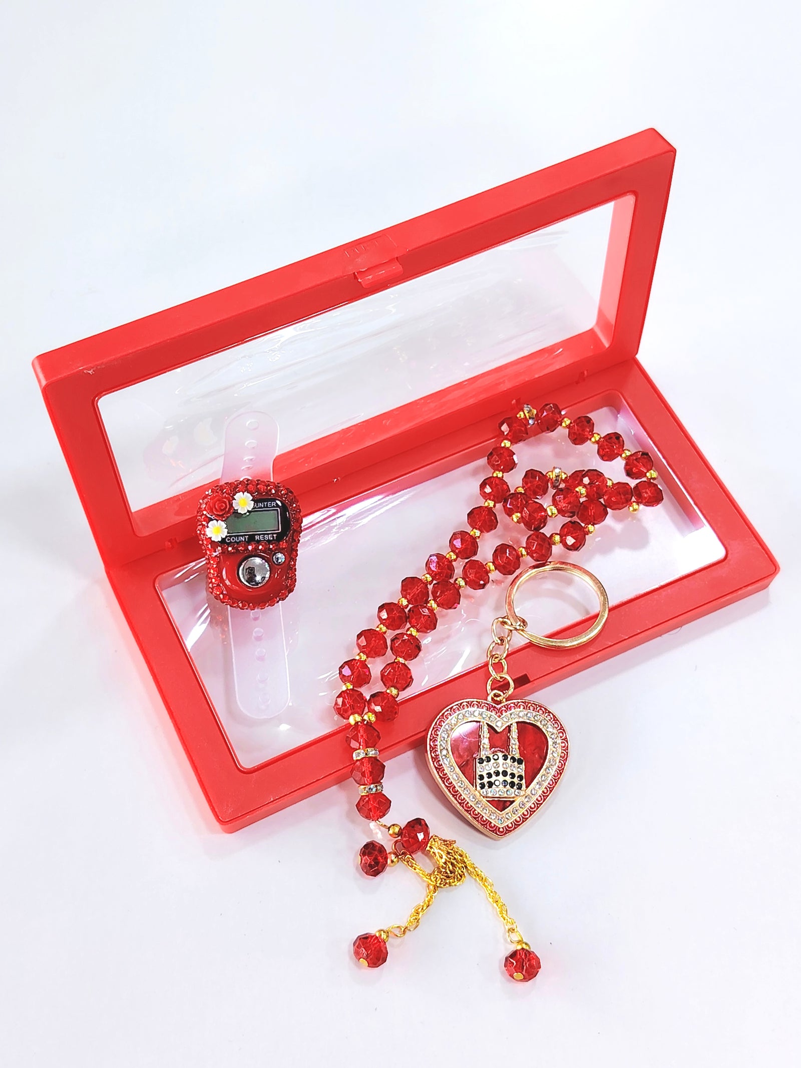 3 Pcs Ramadan Eid Gift Set - Prayer Beads + Digital Tasbih Counter + Key Chain 3 Pcs Ramadan Eid Gift Set - Prayer Beads + Digital Tasbih Counter + Key Chain