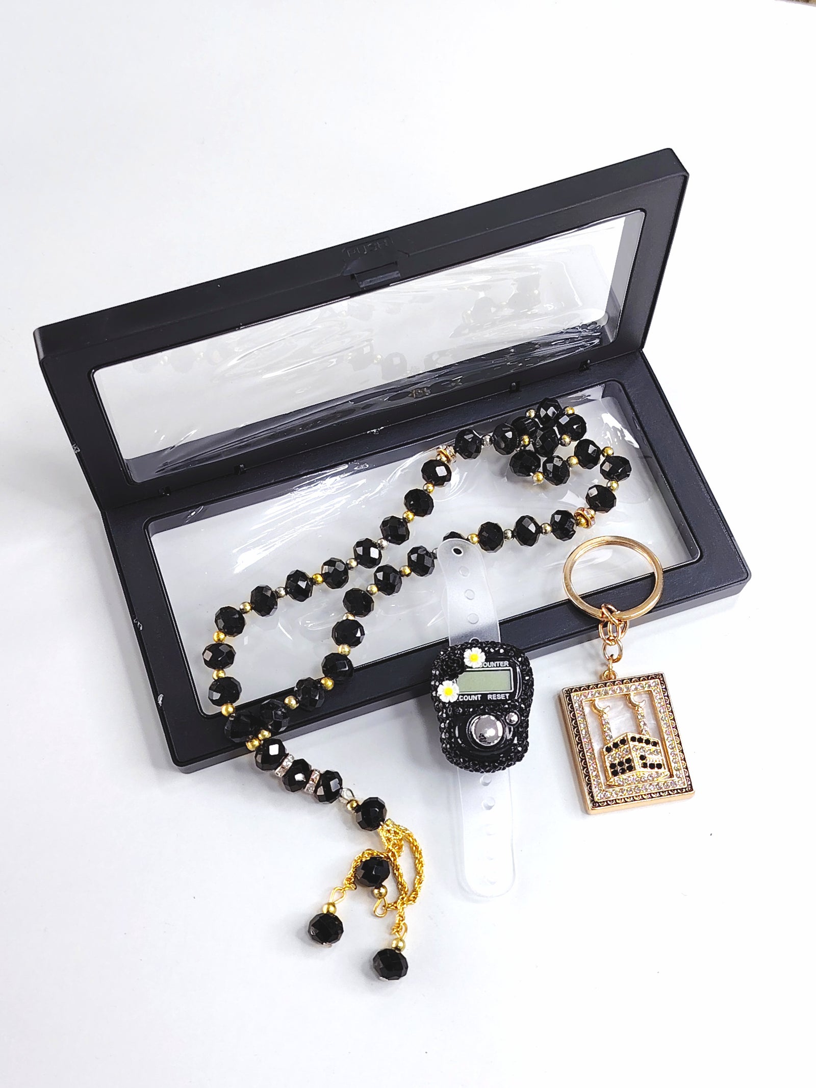 3 Pcs Ramadan Eid Gift Set - Prayer Beads + Digital Tasbih Counter + Key Chain 3 Pcs Ramadan Eid Gift Set - Prayer Beads + Digital Tasbih Counter + Key Chain