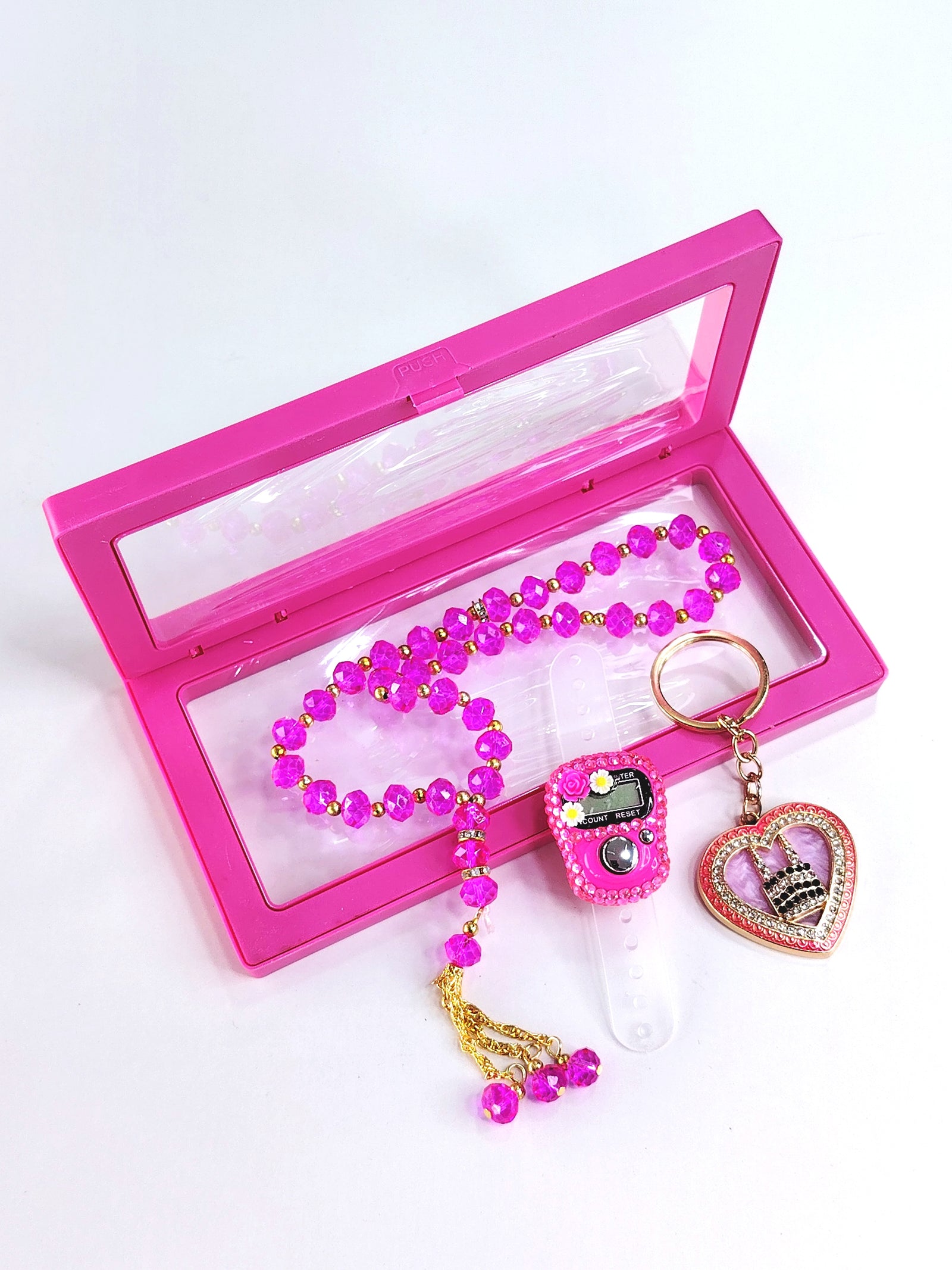 3 Pcs Ramadan Eid Gift Set - Prayer Beads + Digital Tasbih Counter + Key Chain 3 Pcs Ramadan Eid Gift Set - Prayer Beads + Digital Tasbih Counter + Key Chain