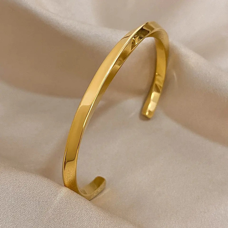 Stainless Steel Simple Cuff Bangles Bracelets for Women Men - Tuzzut.com Qatar Online Shopping