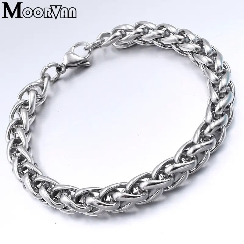 Men Bracelet Silver Color Stainless Steel - Tuzzut.com Qatar Online Shopping