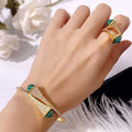 Bracelet & Ring Set Colorful stone Simple Design Gold Open Cuff Bangle Ring Jewelry Set - Tuzzut.com Qatar Online Shopping