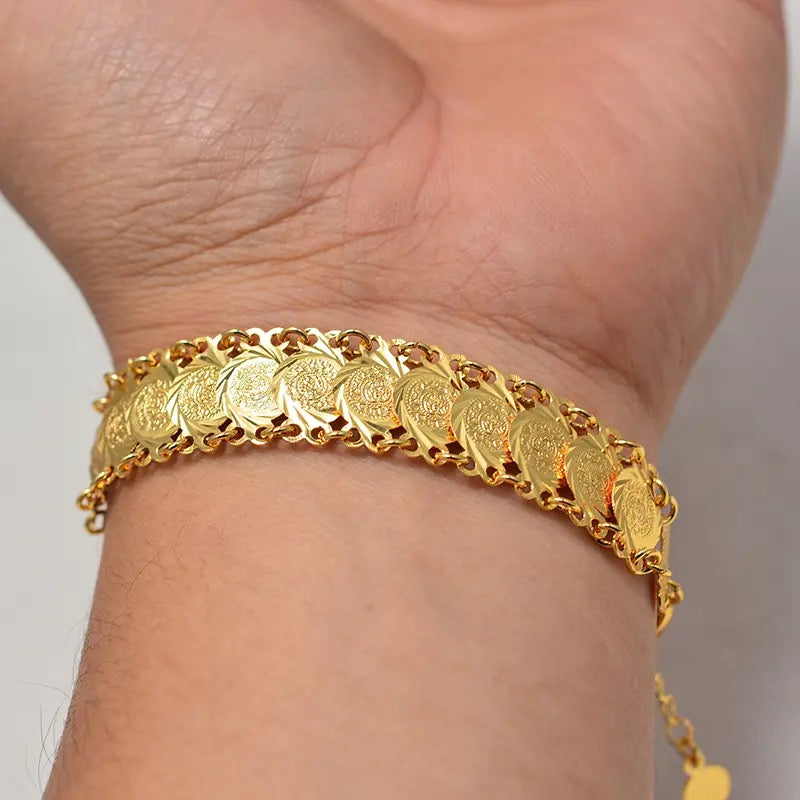 Gold Color Coins Bracelets For Women Men