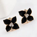 Fashion Women Flower Shape Enamel Clip on Earrings-X1325260 - Tuzzut.com Qatar Online Shopping