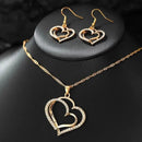 3 Pcs Set Heart Shaped Jewelry Set Of Earrings Pendant Necklace For Women Exquisite Fashion Rhinestone Double Heart Jewelry Set - Tuzzut.com Qatar Online Shopping
