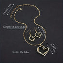 3 Pcs Set Heart Shaped Jewelry Set Of Earrings Pendant Necklace For Women Exquisite Fashion Rhinestone Double Heart Jewelry Set - Tuzzut.com Qatar Online Shopping