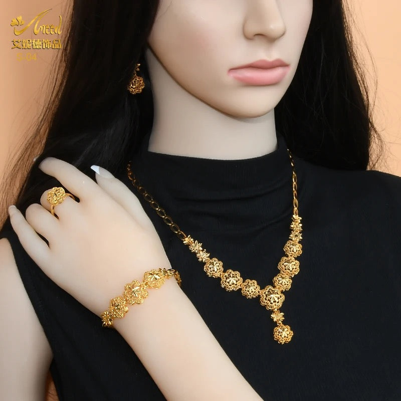 Indian Bridal Jewelry Set Dubai Necklace Earrings For Women - Tuzzut.com Qatar Online Shopping