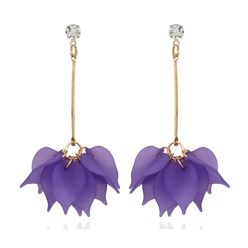 New Design Drop Earrings For Women Transparent Flower Rhinestone Long Chain Tassel Bead Pendant Earrings - Tuzzut.com Qatar Online Shopping