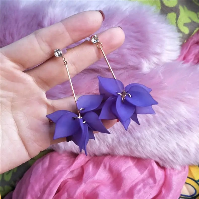 New Design Drop Earrings For Women Transparent Flower Rhinestone Long Chain Tassel Bead Pendant Earrings - Tuzzut.com Qatar Online Shopping