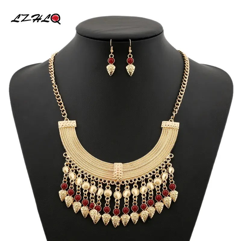 3 Pcs Set Heart Shaped Jewelry Set Of Earrings Pendant Necklace For Women - Tuzzut.com Qatar Online Shopping