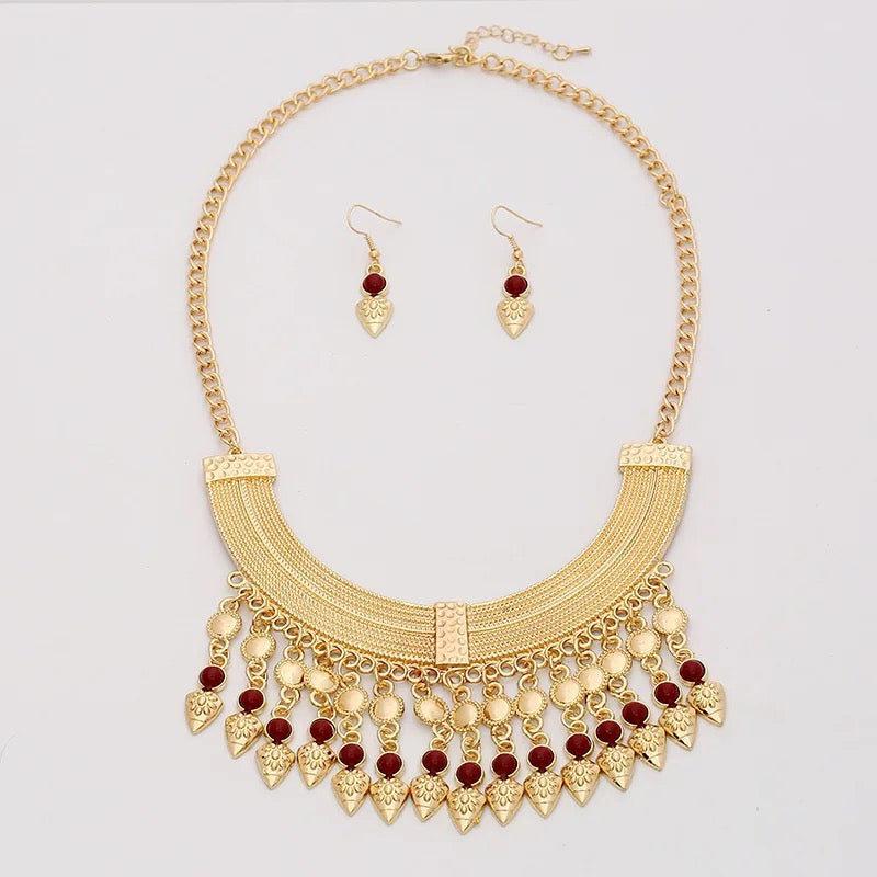 3 Pcs Set Heart Shaped Jewelry Set Of Earrings Pendant Necklace For Women - Tuzzut.com Qatar Online Shopping