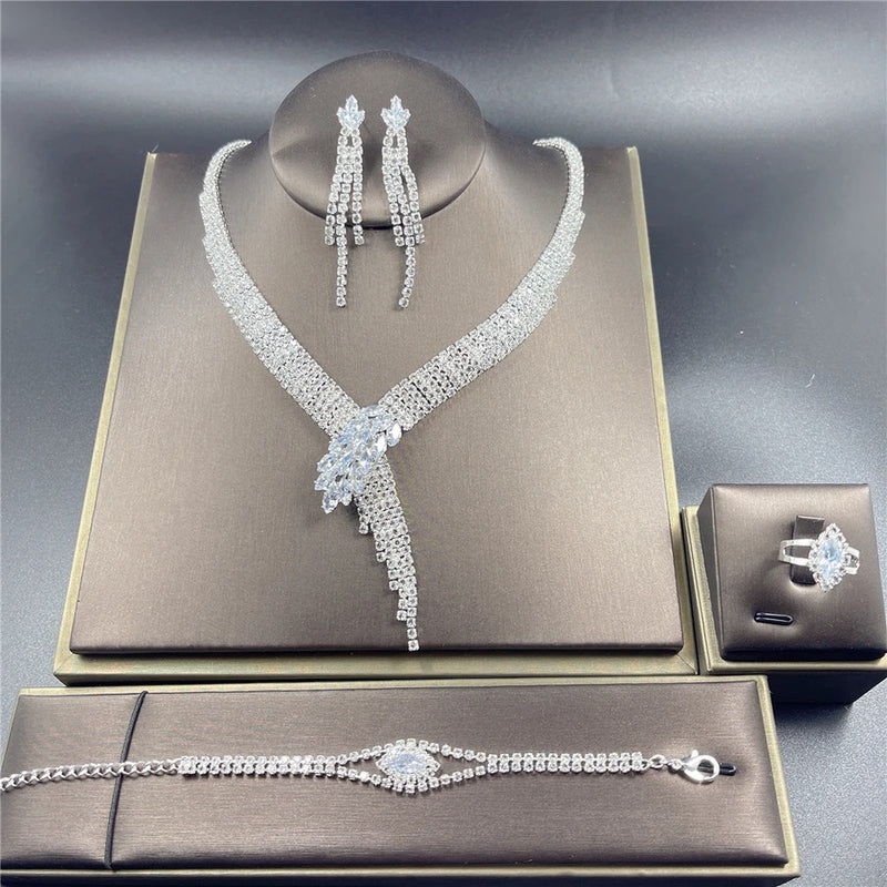 Rhinestone Crystal Bridal Jewelry Set - Tuzzut.com Qatar Online Shopping