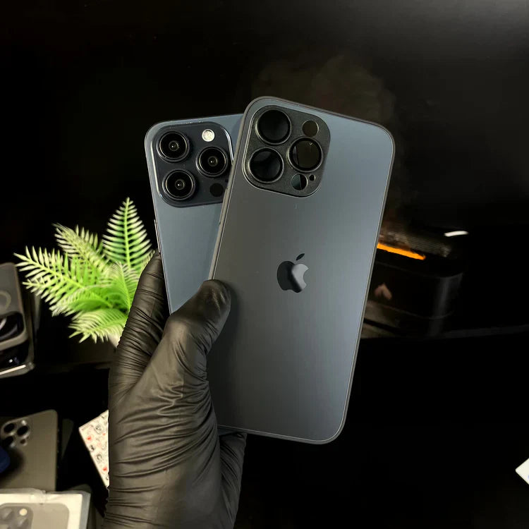 iPhone 13 Pro AG Glass Case, with Glasses on Cameras