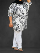 Patterned Long Sleeves 2 Pcs Top And Pant Set TS44 - TUZZUT Qatar Online Shopping