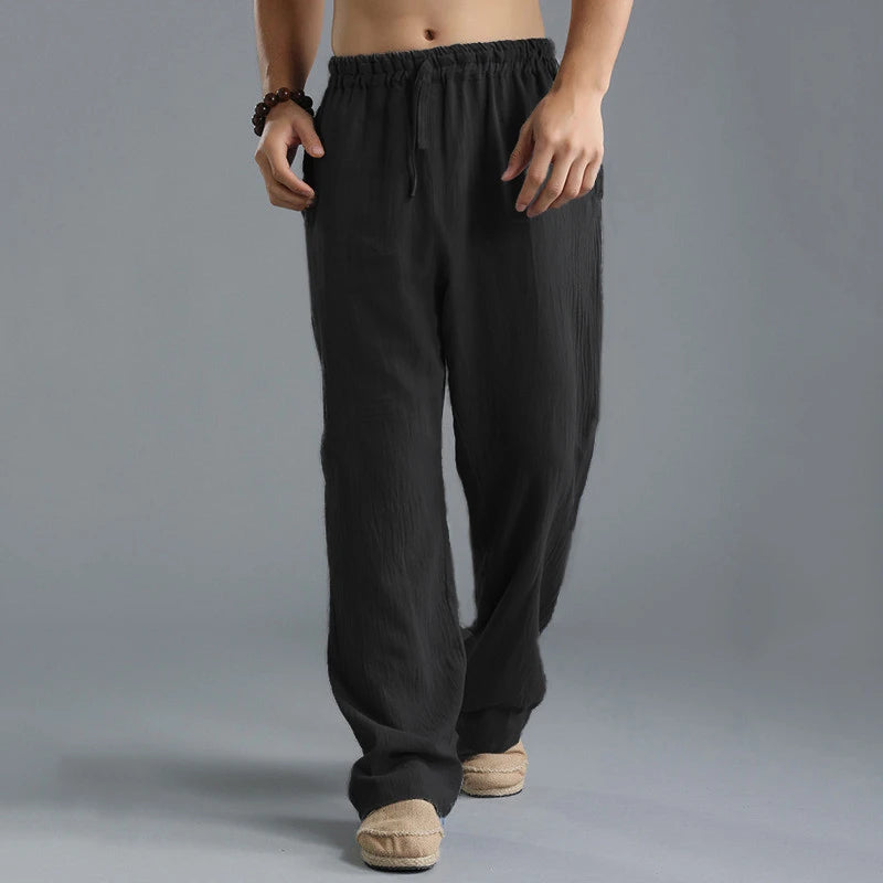 INCERUN Brand Men's Thin Section Loose Straight Pants Solid Casual Pants Men Summer Large Size Wide Leg Joggers S1261094 - Tuzzut.com Qatar Online Shopping