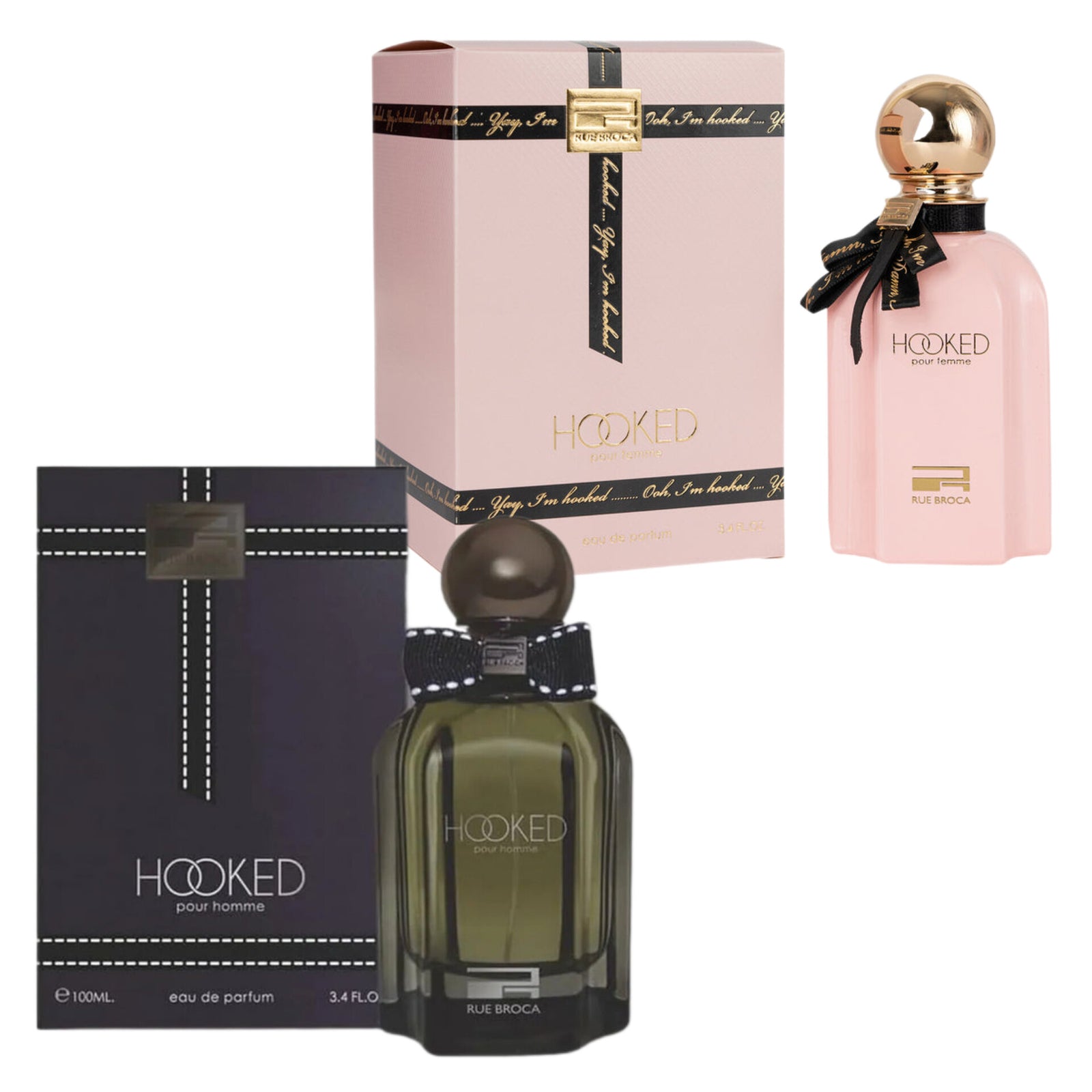 Rue Broca Hooked Pour Homme EDP 100ml for Men & Hooked Pour Femme EDP 100ml for Women (Couple Pack) Rue Broca Hooked Pour Homme EDP 100ml for Men & Hooked Pour Femme EDP 100ml for Women (Couple Pack)