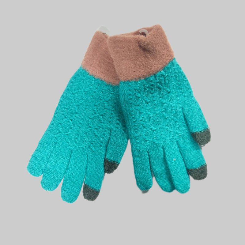 Embroidered, Woven, Solid Winter Women Gloves - 6282