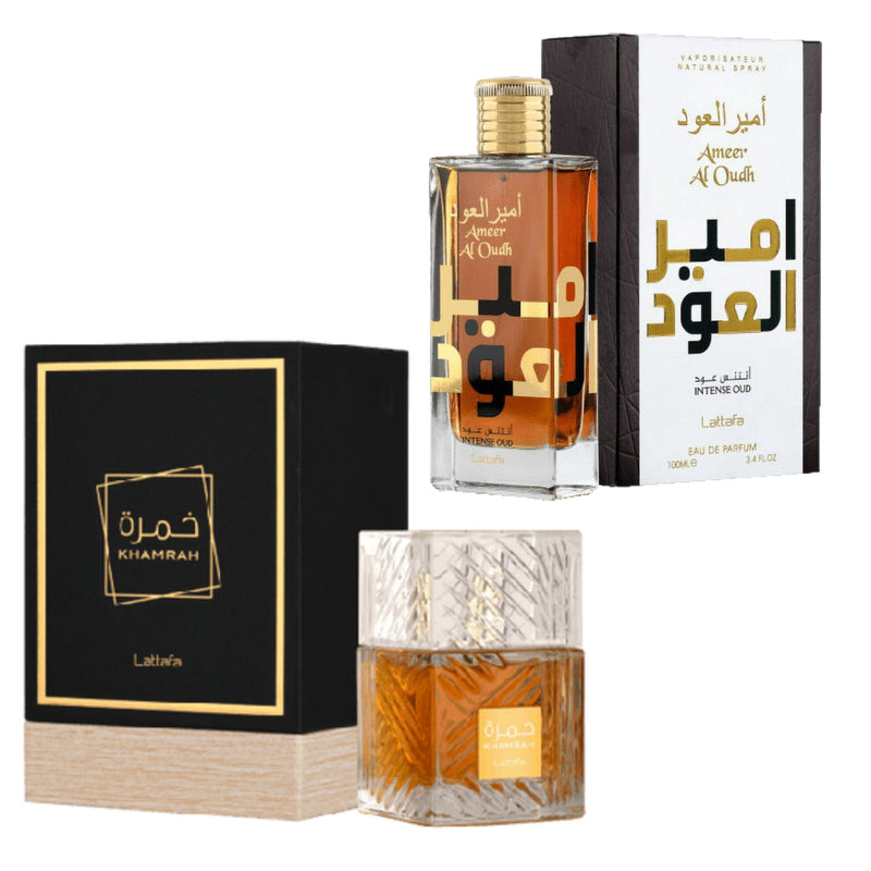 Khamrah EDP Unisex Perfume -100ml & Ameer Al Oudh - Intense Oud EDP Perfume 100ML By Lattafa