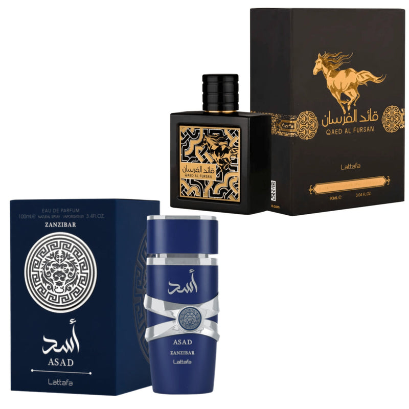 Asad Zanzibar EDP Perfume -100ml & Qaed Al Fursan EDP Perfume - 90ml By Lattafa