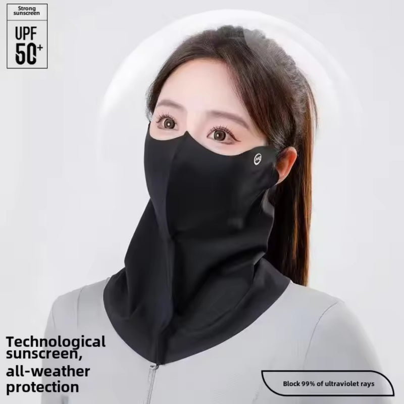 UPF50+ Summer New 3D Breathable Sunscreen Mask Cartilage Anti-ultraviolet Sunshade Neck Protection Long Ice Skin Mask