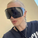 Oversized Fashion 4k Wrap Around UV Shades Sunglasses For Men Women Big Frame Black Shades Luxury Brand Design Punk Sun Glasses - TUZZUT Qatar Online Shopping