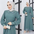 Efsun Moda Turkish Women's Saffron Chiffon Maxi Dress - 340 Bluish Grey - Tuzzut.com Qatar Online Shopping