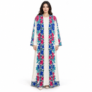 Women’s Ivory Open-Front Abaya with Multicolour Floral Print V6403